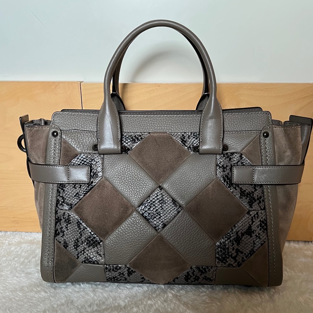 Coach Swagger Patchwork Exotic Embossed Leather S… - image 2